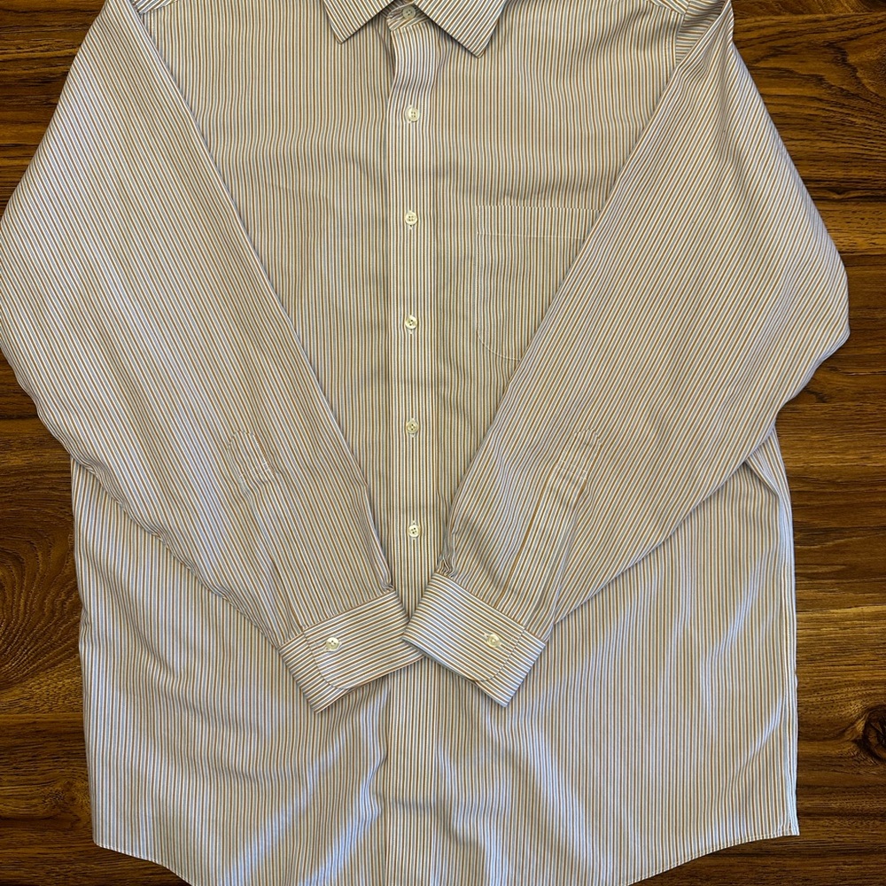 Brooks Brothers Blue and Orange Striped Dress Shirt